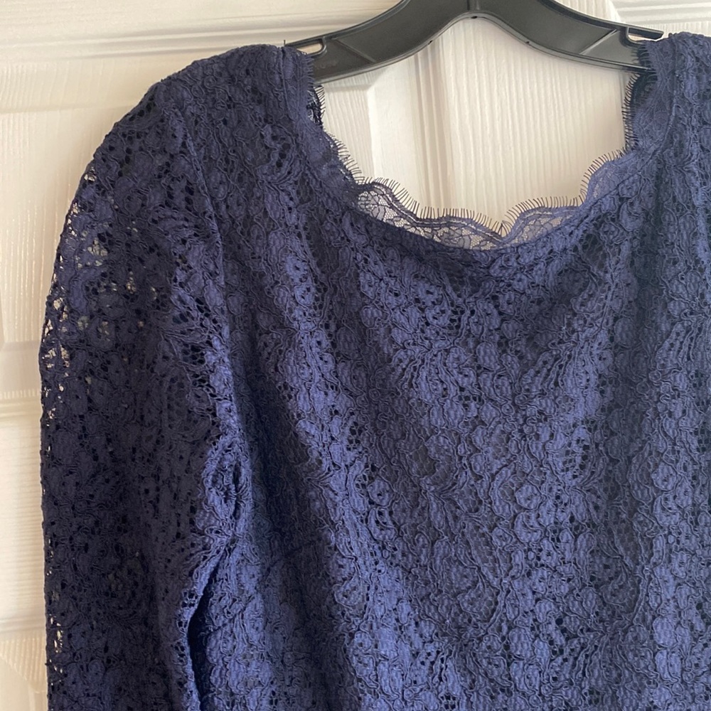 Adrianna Pappell Navy Blue Lace Dress